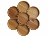 Premium Acacia Wood Modular Serving Platter - Handcrafted Flower-Shape Snack Tray